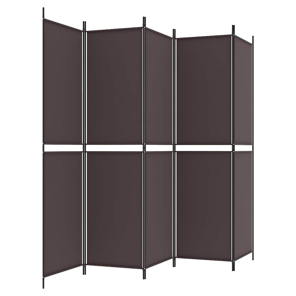 5-Panel Room Divider Brown 250x200 cm Fabric