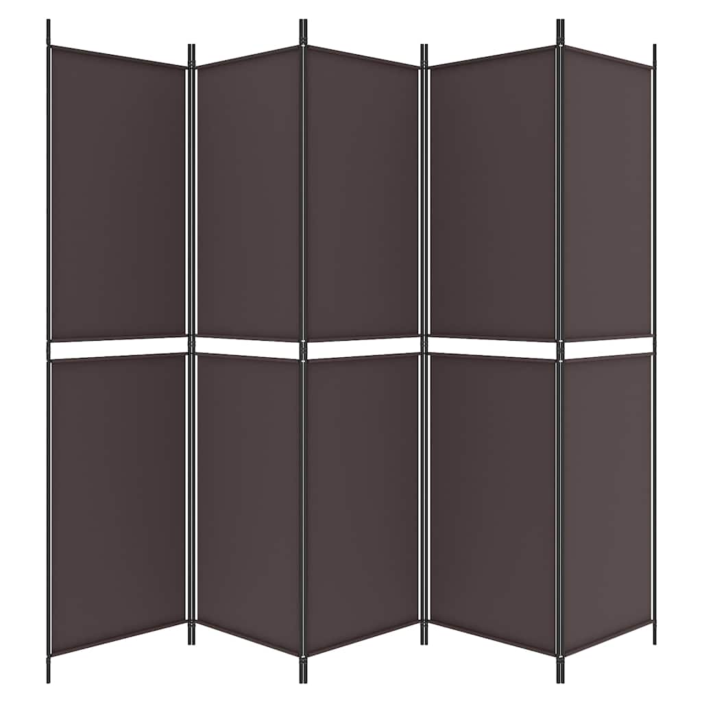 5-Panel Room Divider Brown 250x200 cm Fabric