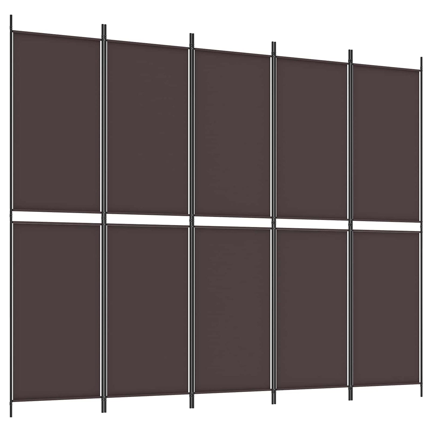 5-Panel Room Divider Brown 250x200 cm Fabric