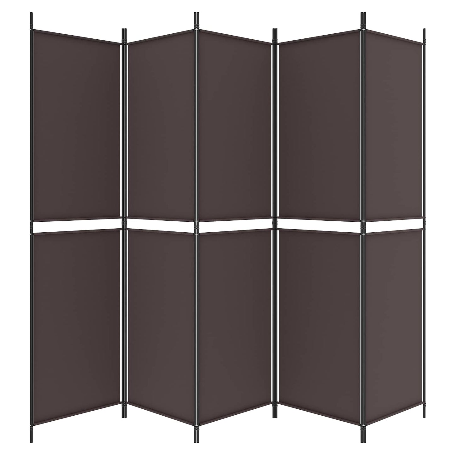 5-Panel Room Divider Brown 250x200 cm Fabric