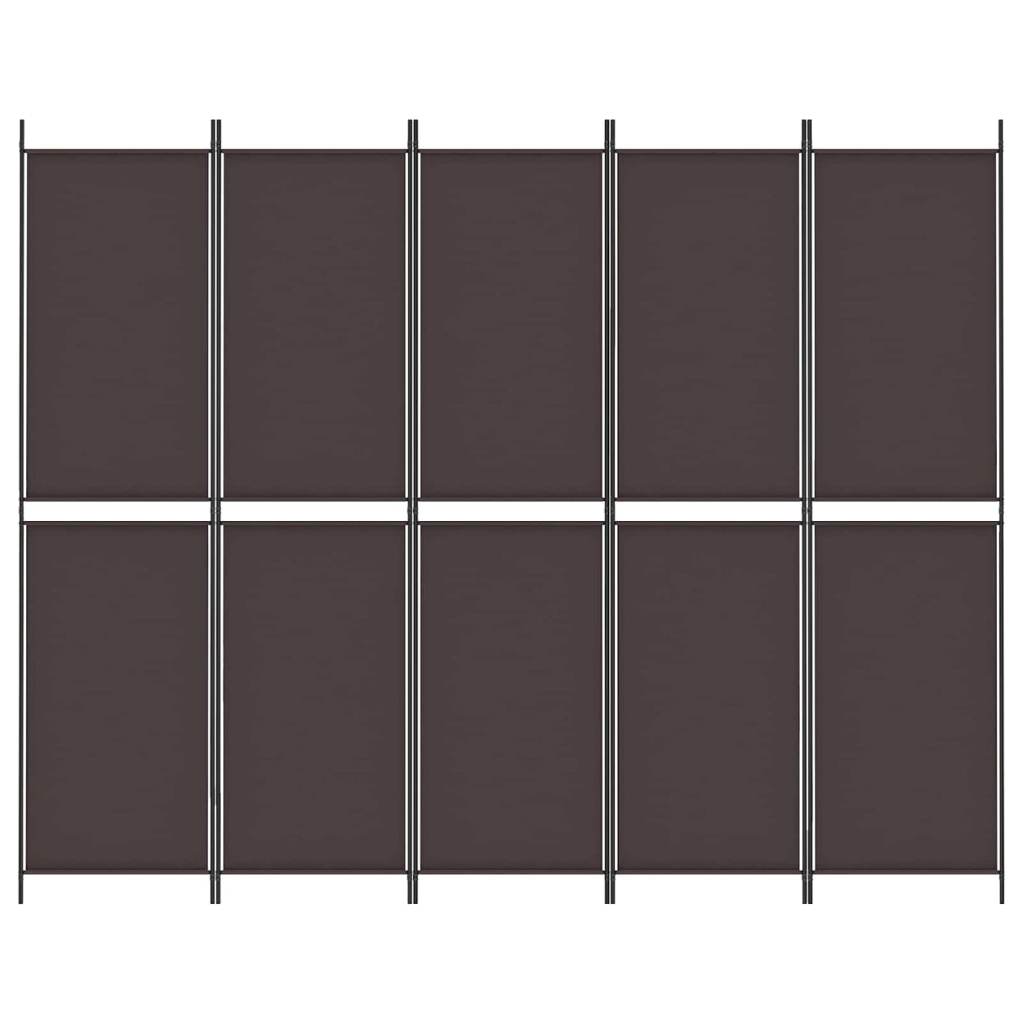 5-Panel Room Divider Brown 250x200 cm Fabric