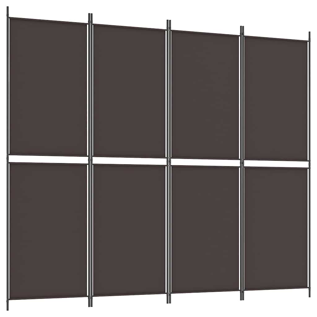 4-Panel Room Divider Brown 200x220 cm Fabric