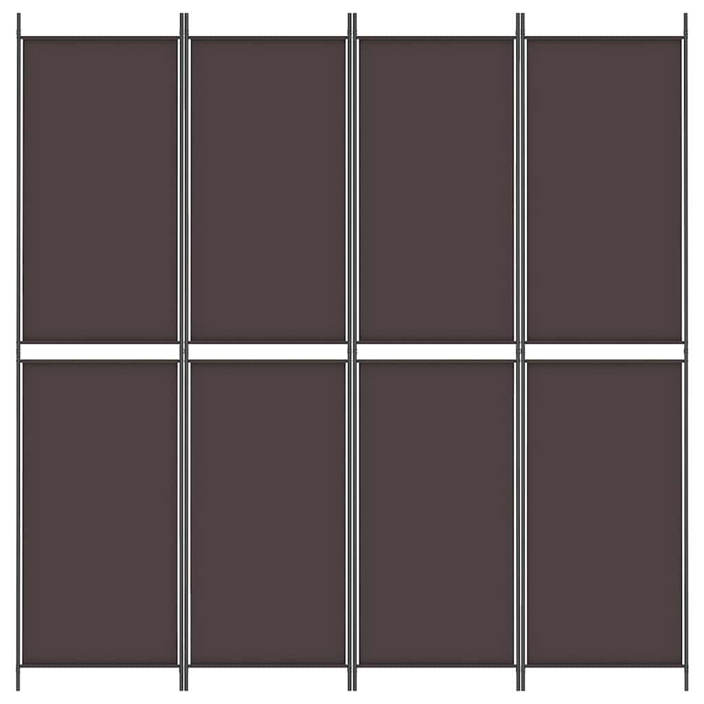 4-Panel Room Divider Brown 200x220 cm Fabric