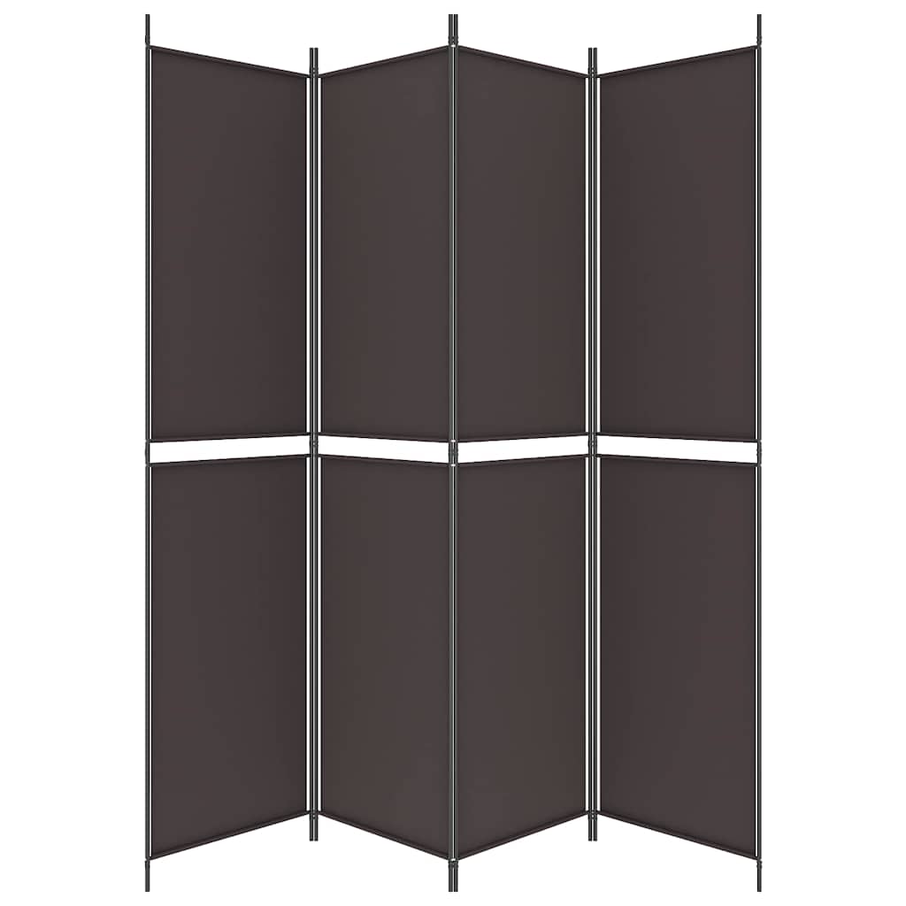 4-Panel Room Divider Brown 200x220 cm Fabric