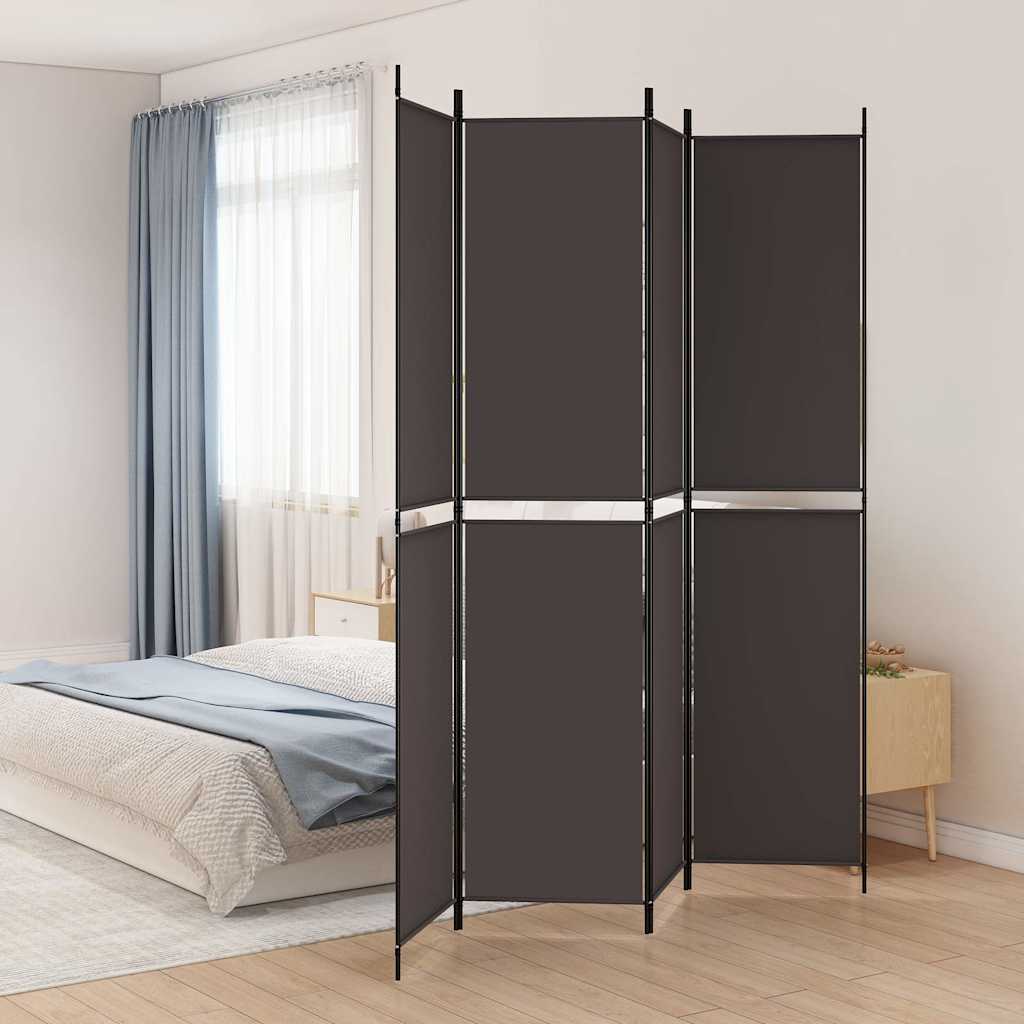 4-Panel Room Divider Brown 200x220 cm Fabric