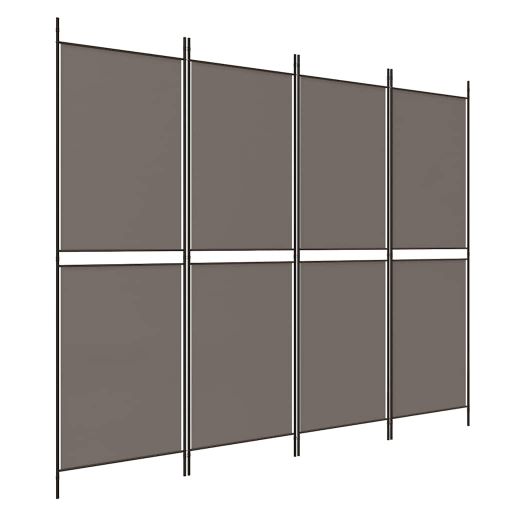 4-Panel Room Divider Anthracite 200x220 cm Fabric