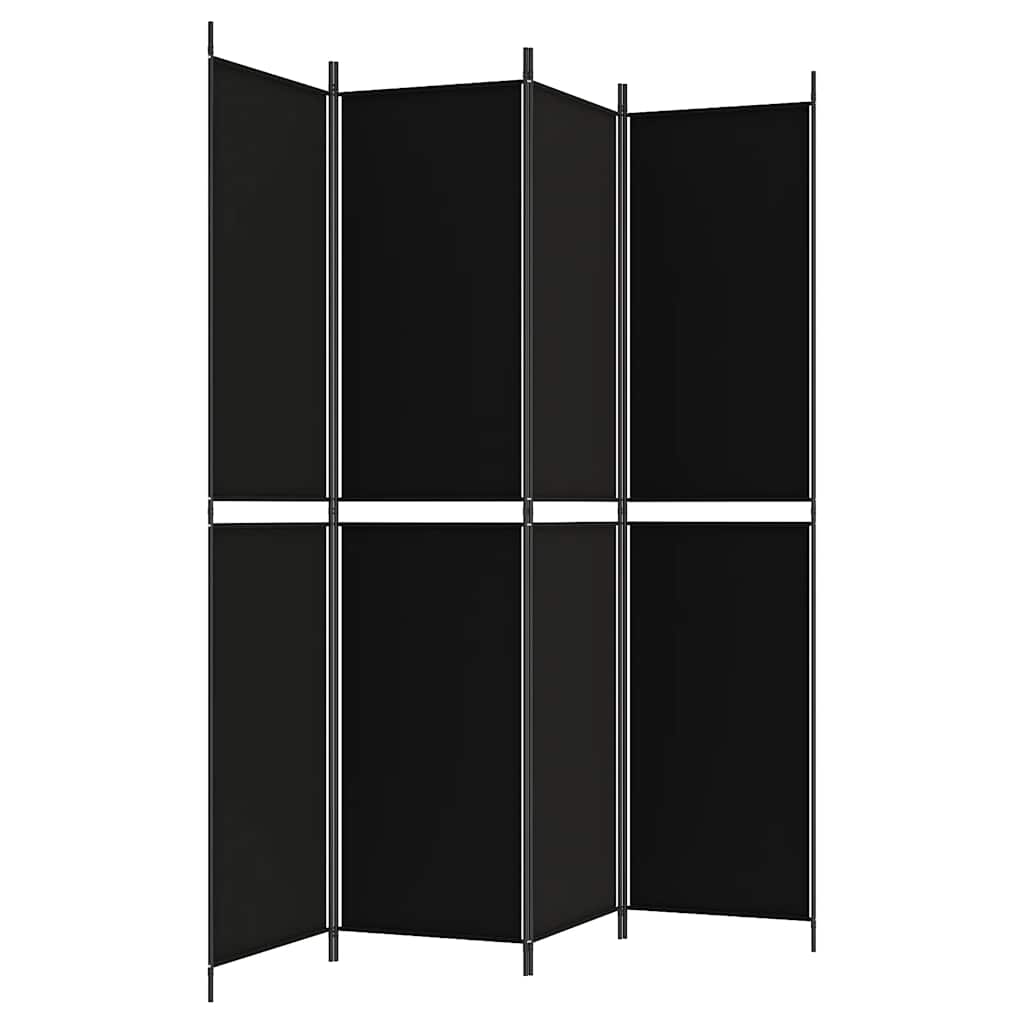 4-Panel Room Divider Black 200x220 cm Fabric
