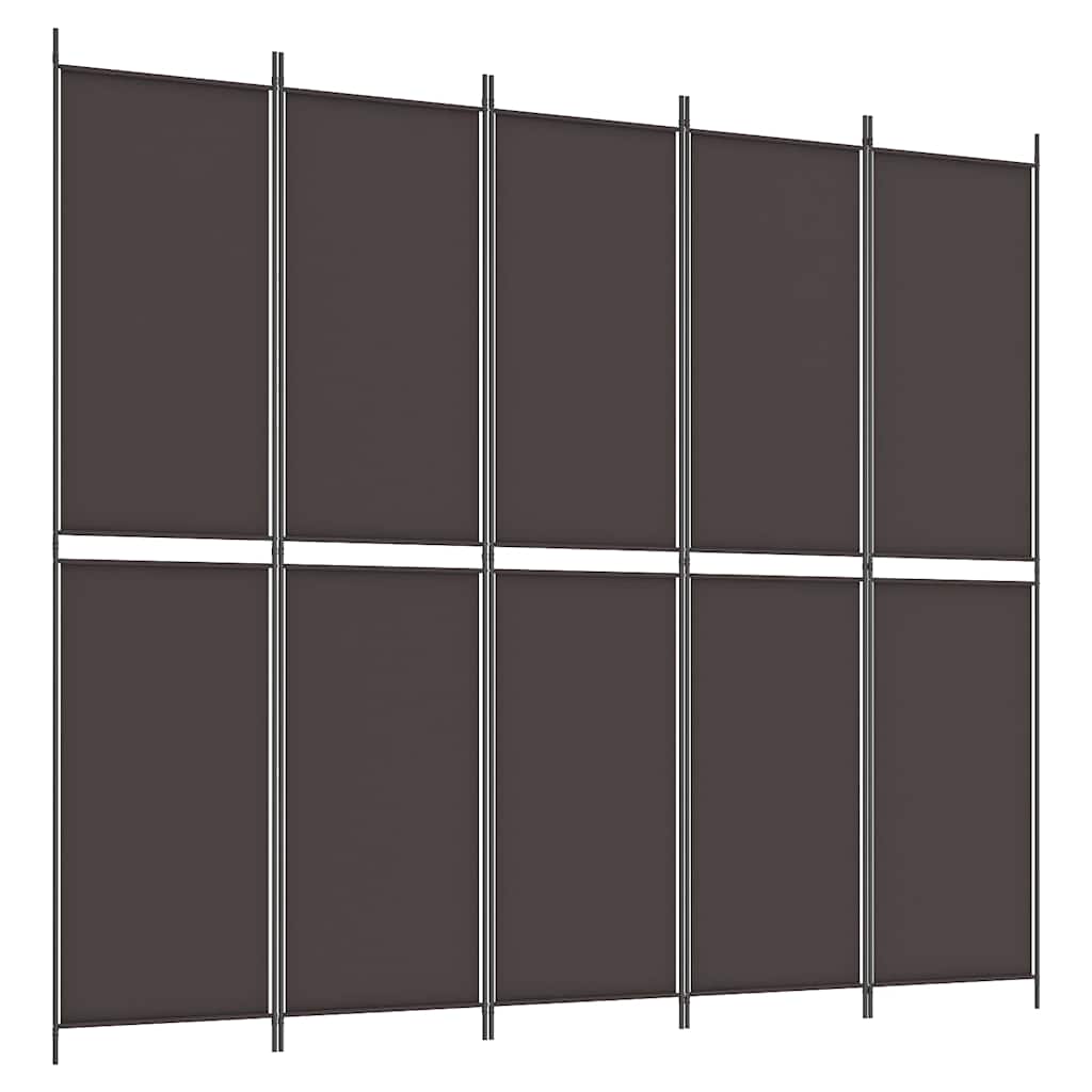 5-Panel Room Divider Brown 250x220 cm Fabric