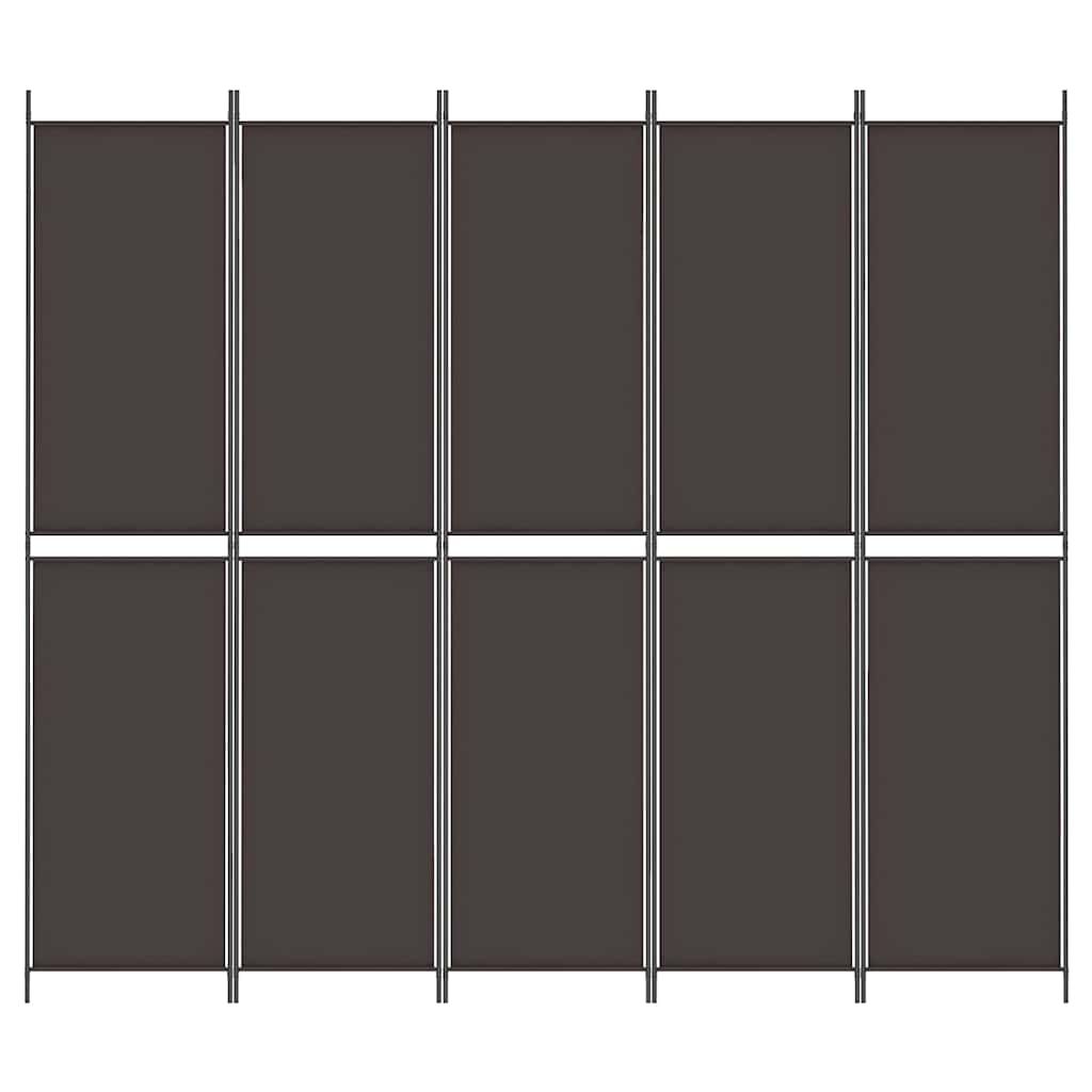 5-Panel Room Divider Brown 250x220 cm Fabric