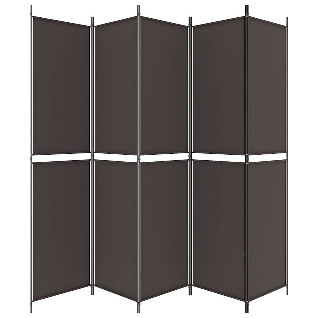 5-Panel Room Divider Brown 250x220 cm Fabric