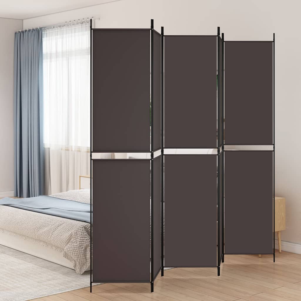 5-Panel Room Divider Brown 250x220 cm Fabric