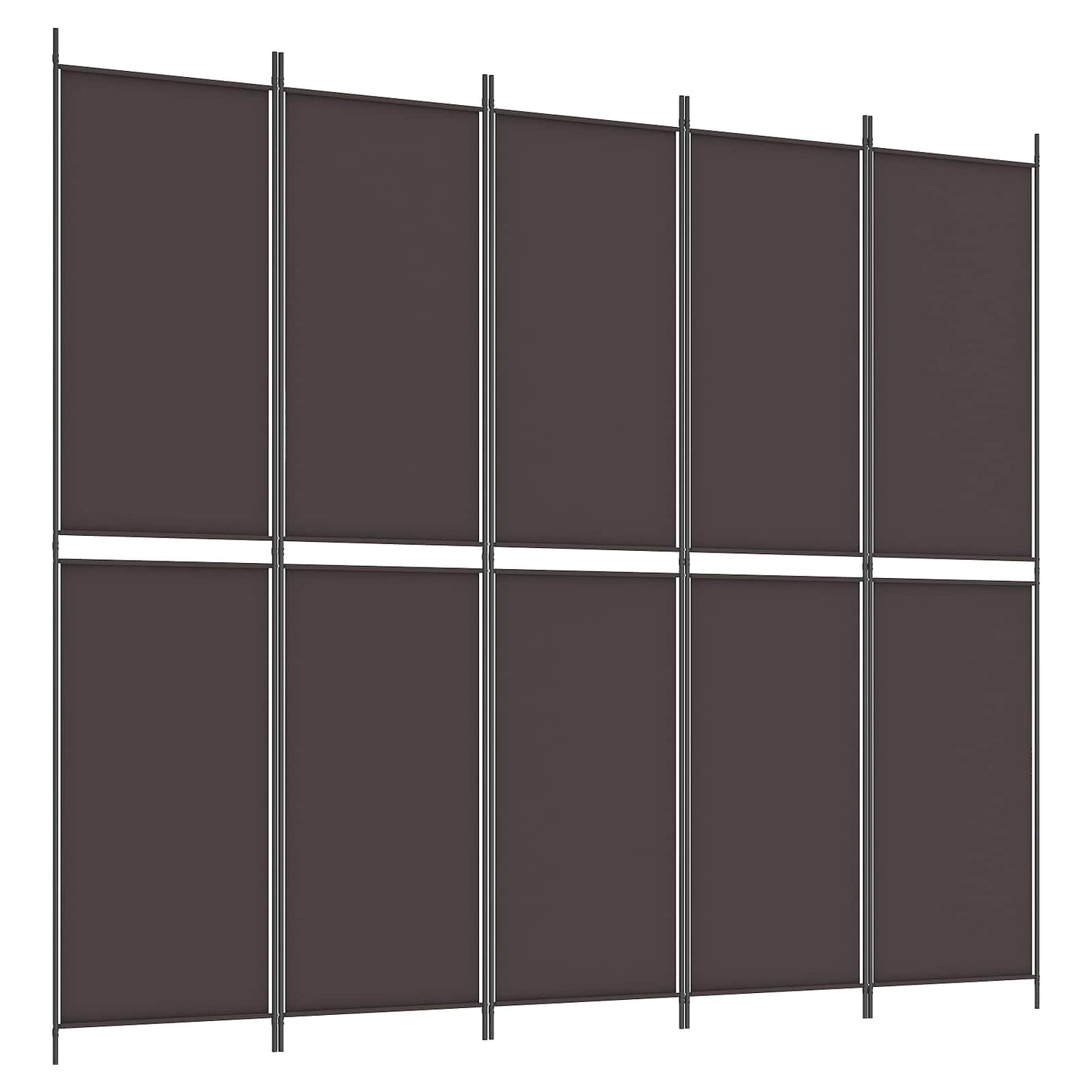5-Panel Room Divider Brown 250x220 cm Fabric