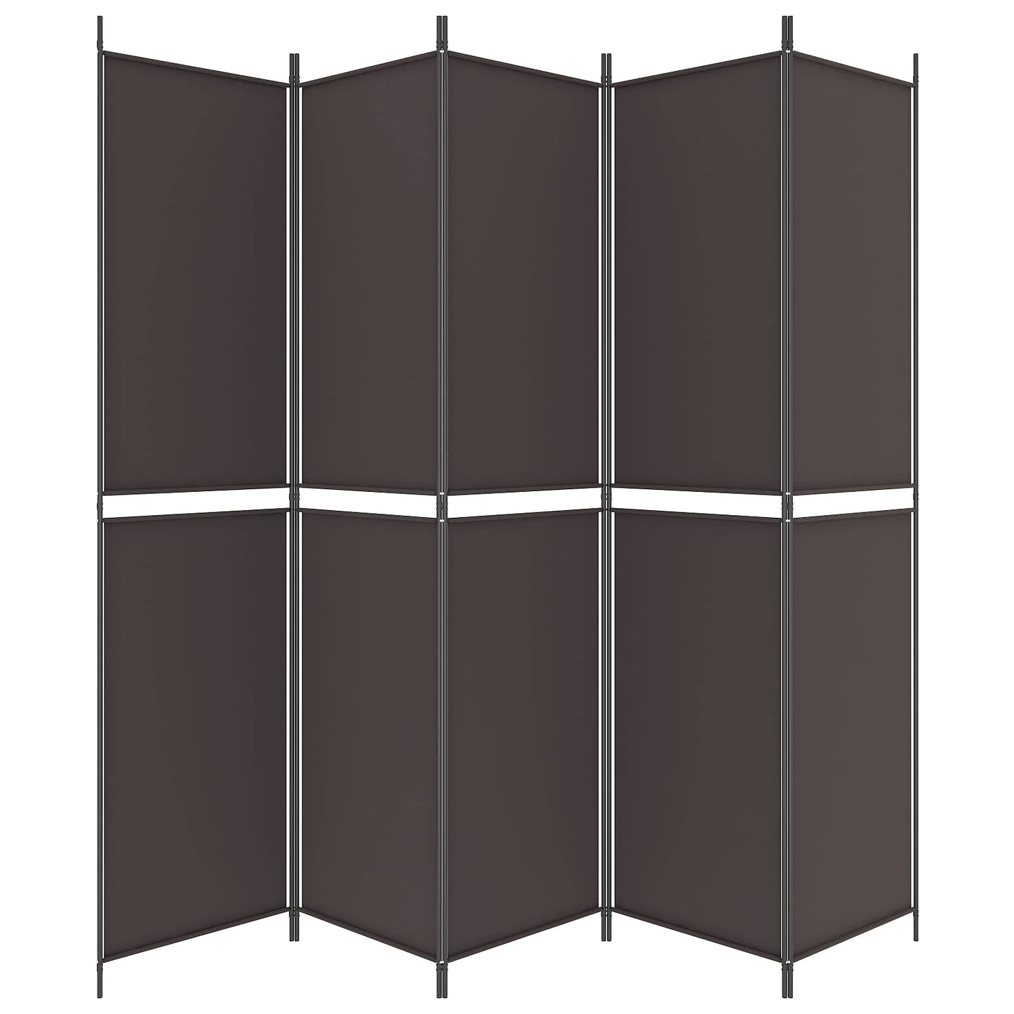 5-Panel Room Divider Brown 250x220 cm Fabric