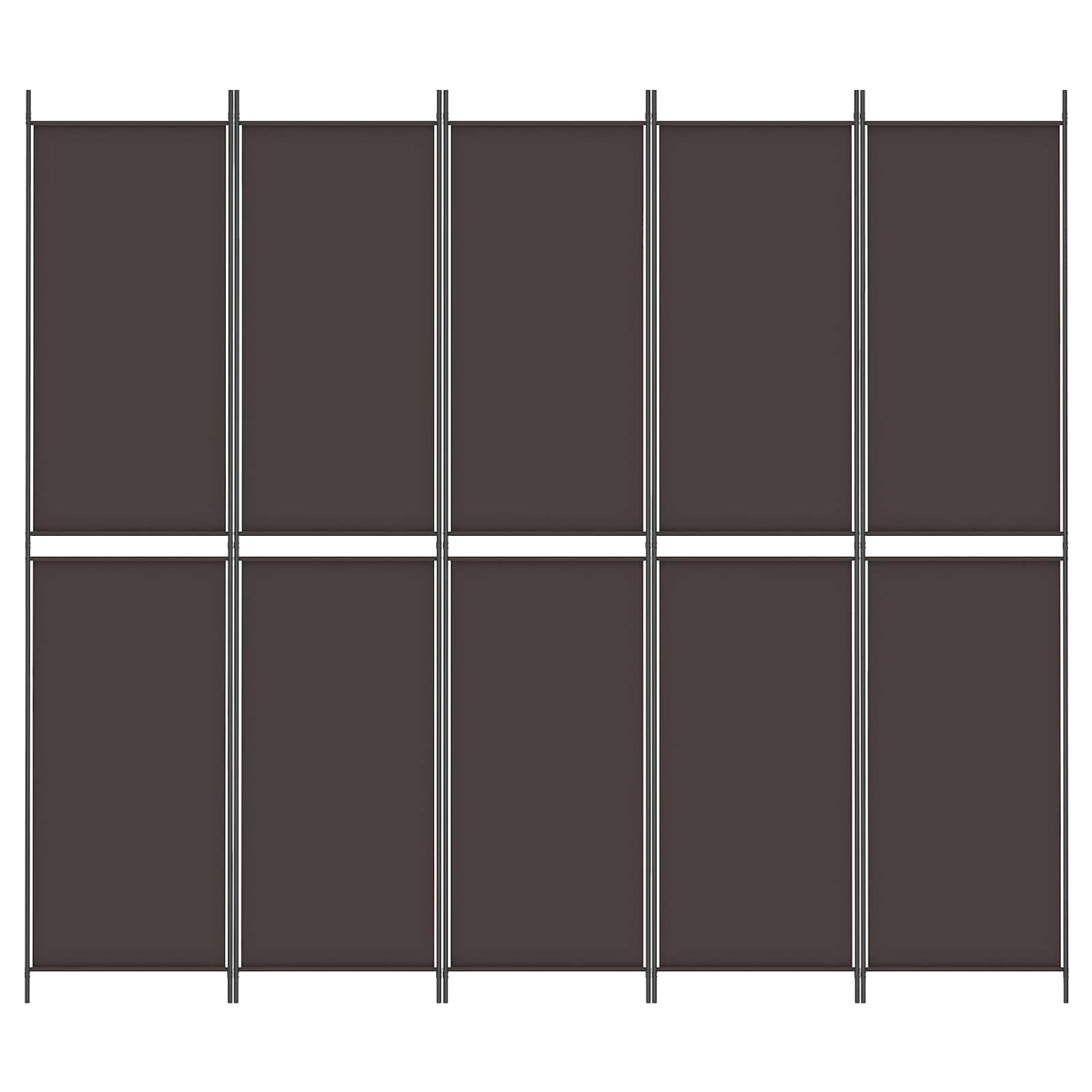 5-Panel Room Divider Brown 250x220 cm Fabric