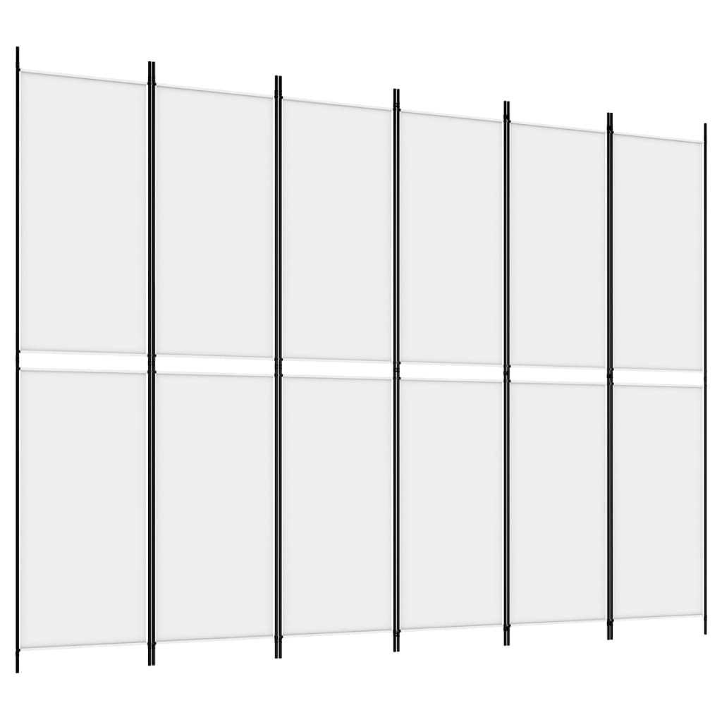 6-Panel Room Divider White 300x220 cm Fabric