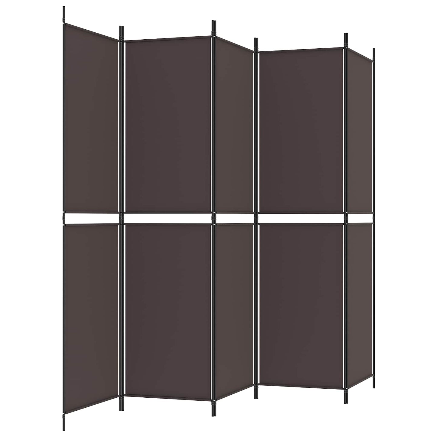 6-Panel Room Divider Brown 300x220 cm Fabric