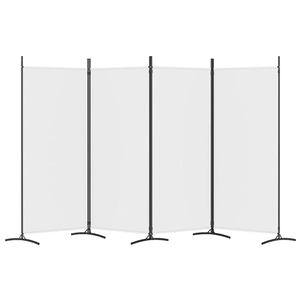 4-Panel Room Divider White 346x180 cm Fabric