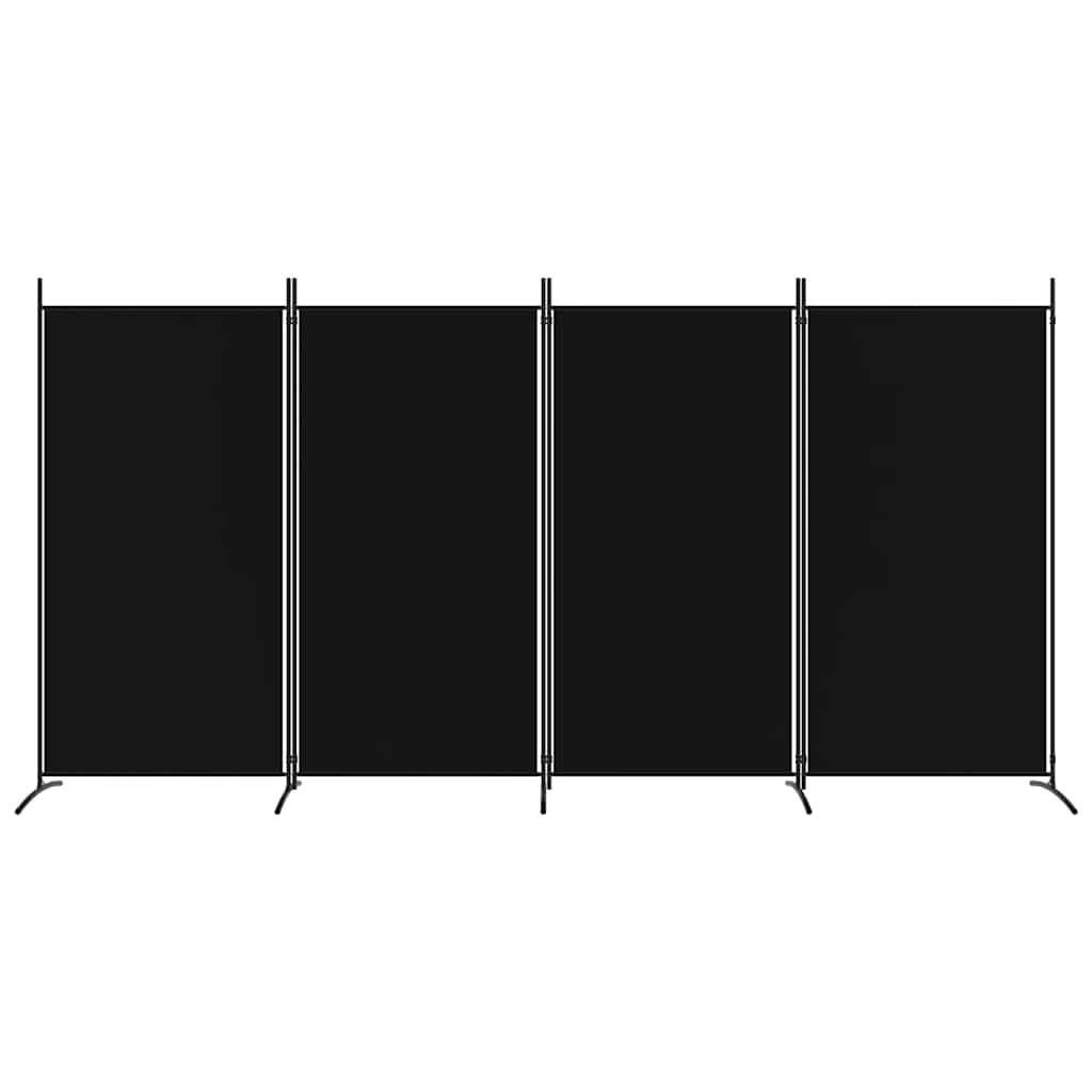 4-Panel Room Divider Black 346x180 cm Fabric