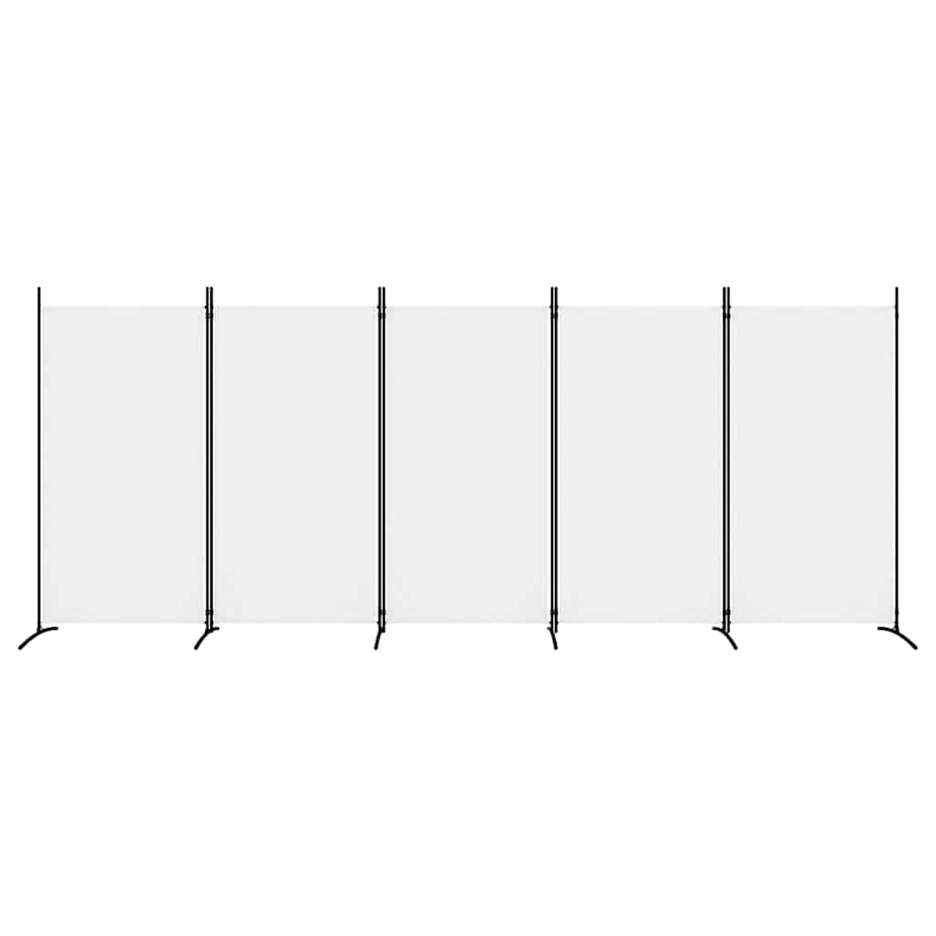 5-Panel Room Divider White 433x180 cm Fabric