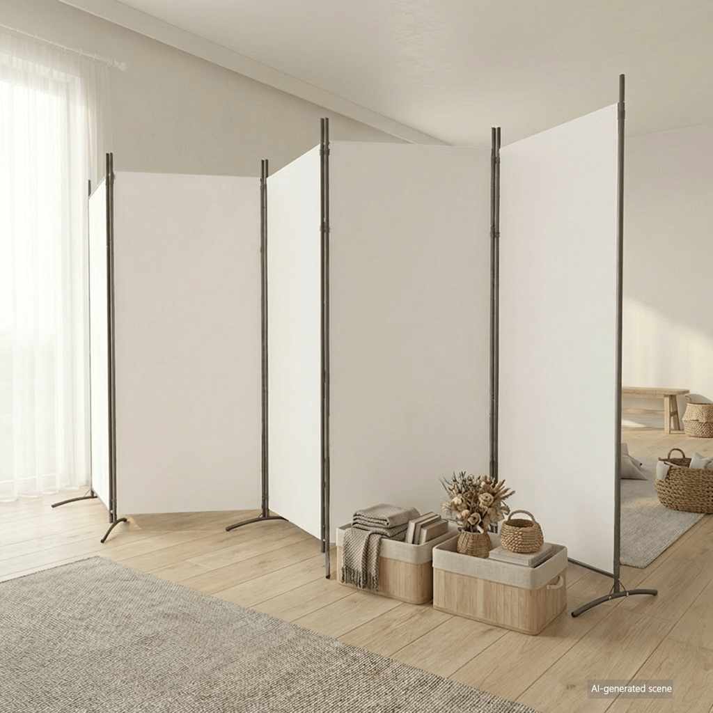 5-Panel Room Divider White 433x180 cm Fabric