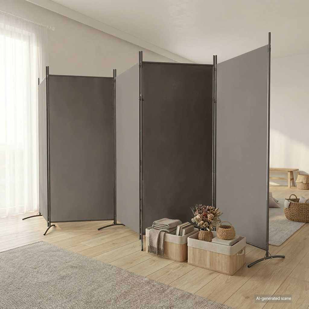 5-Panel Room Divider Anthracite 433x180 cm Fabric