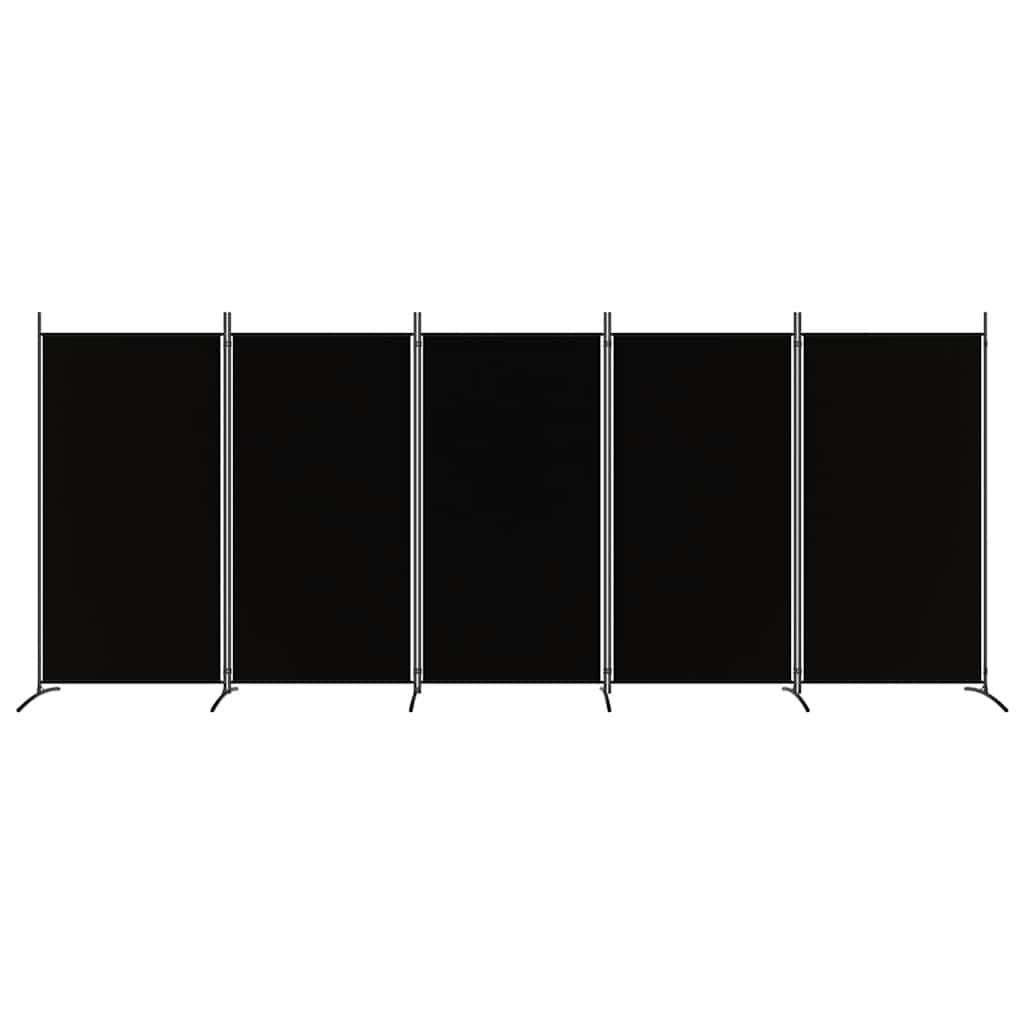 5-Panel Room Divider Black 433x180 cm Fabric