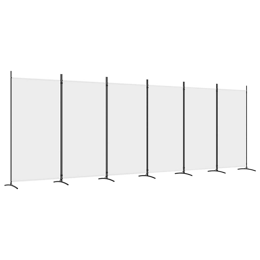 6-Panel Room Divider White 520x180 cm Fabric