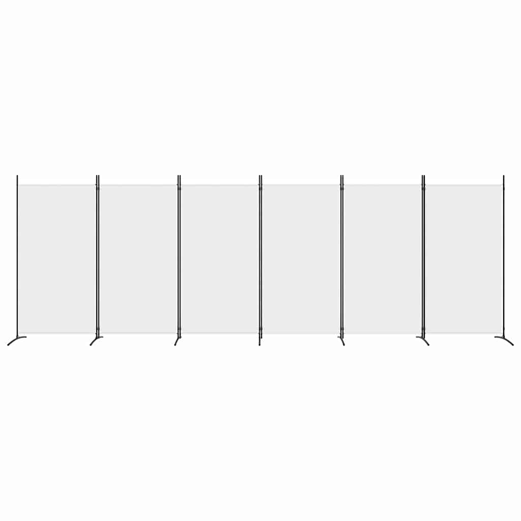6-Panel Room Divider White 520x180 cm Fabric