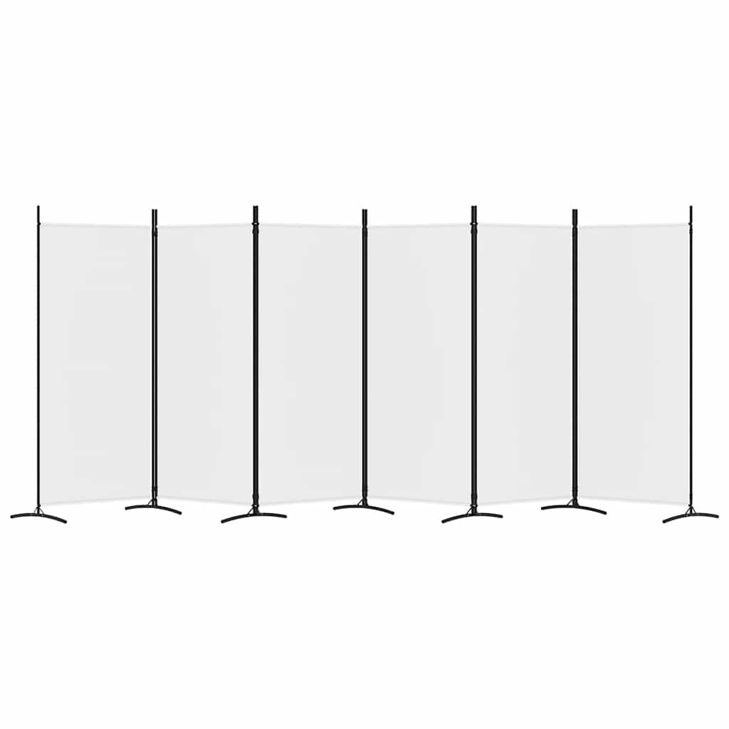6-Panel Room Divider White 520x180 cm Fabric