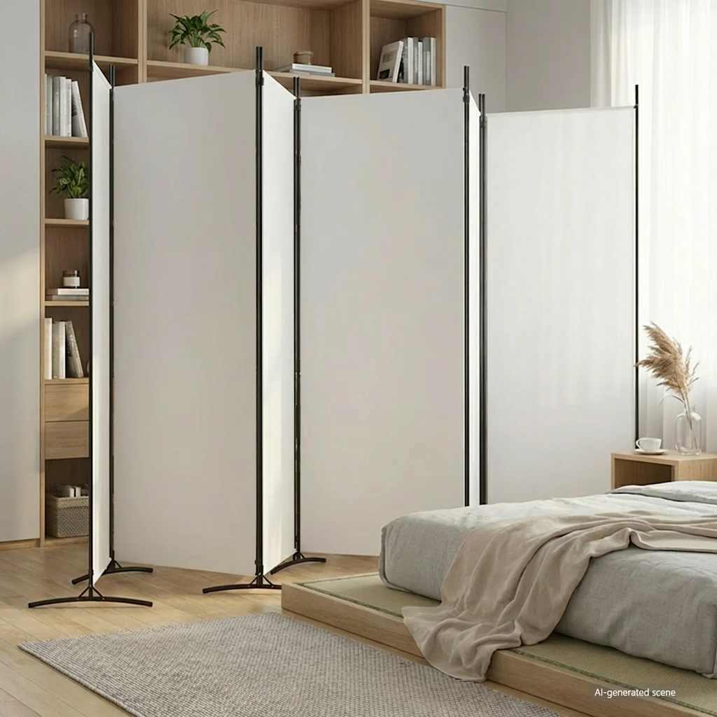 6-Panel Room Divider White 520x180 cm Fabric