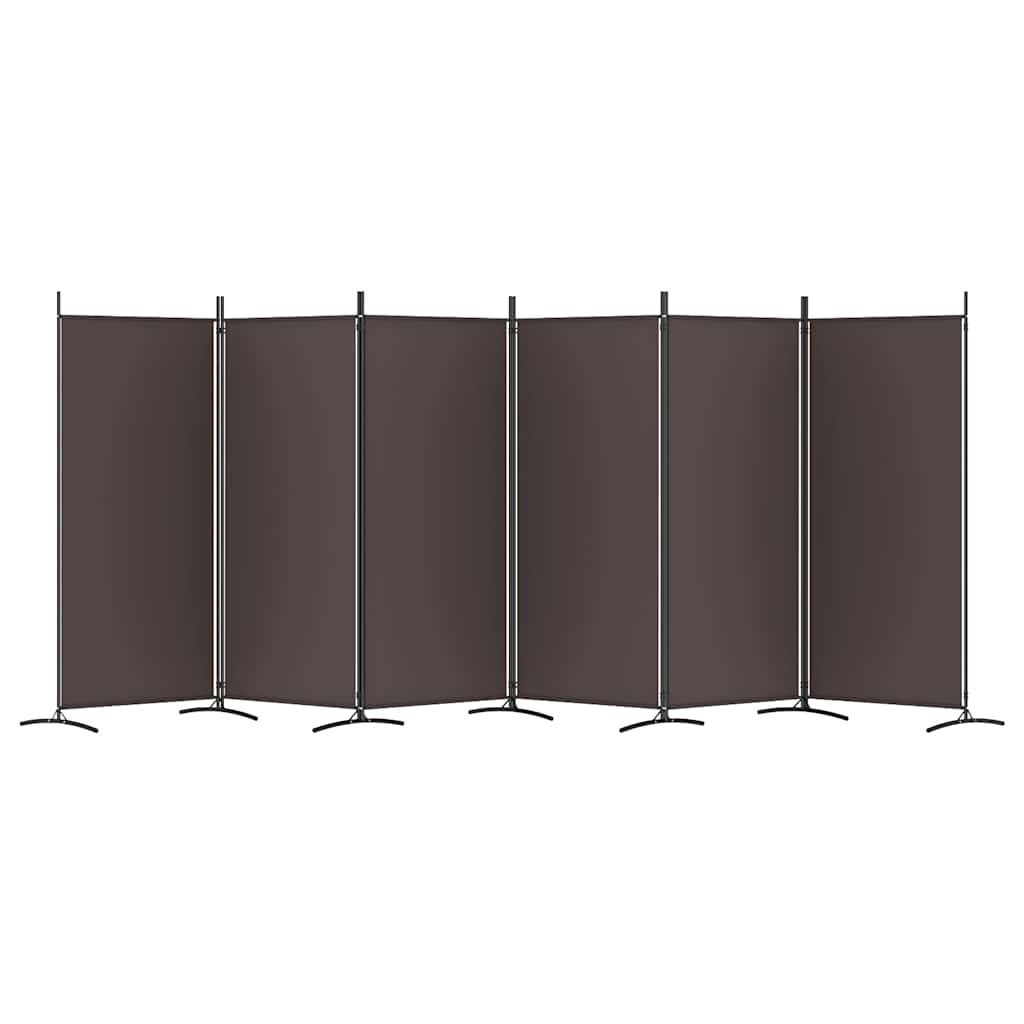 6-Panel Room Divider Brown 520x180 cm Fabric