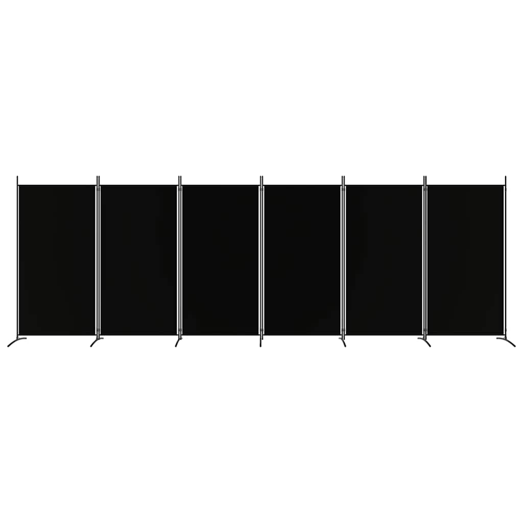 6-Panel Room Divider Black 520x180 cm Fabric