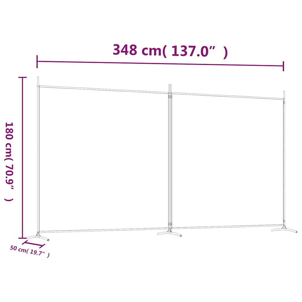2-Panel Room Divider Brown 348x180 cm Fabric