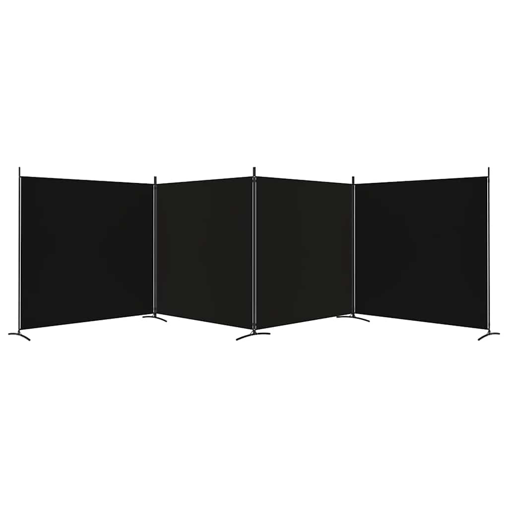 4-Panel Room Divider Black 698x180 cm Fabric