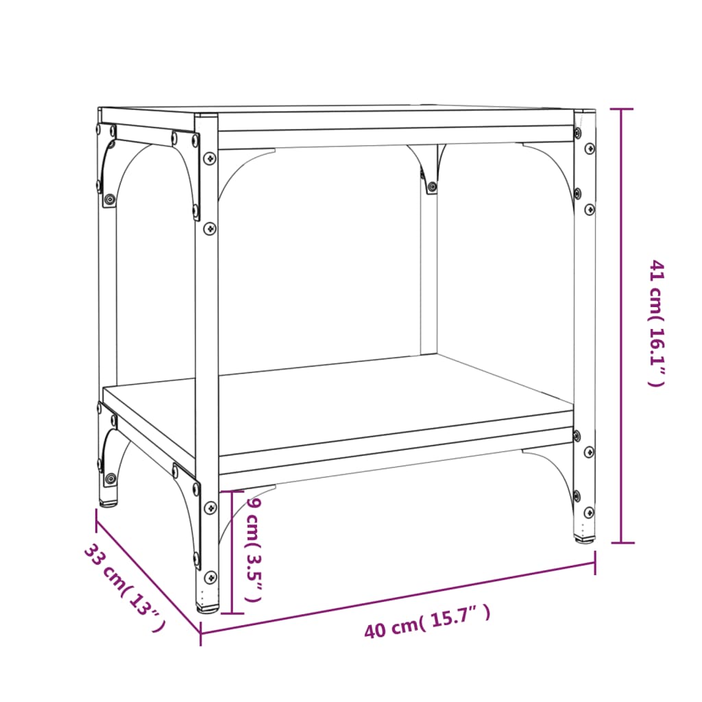 vidaXL TV Cabinet Brown Oak 40x33x41 cm Engineered Wood and Steel