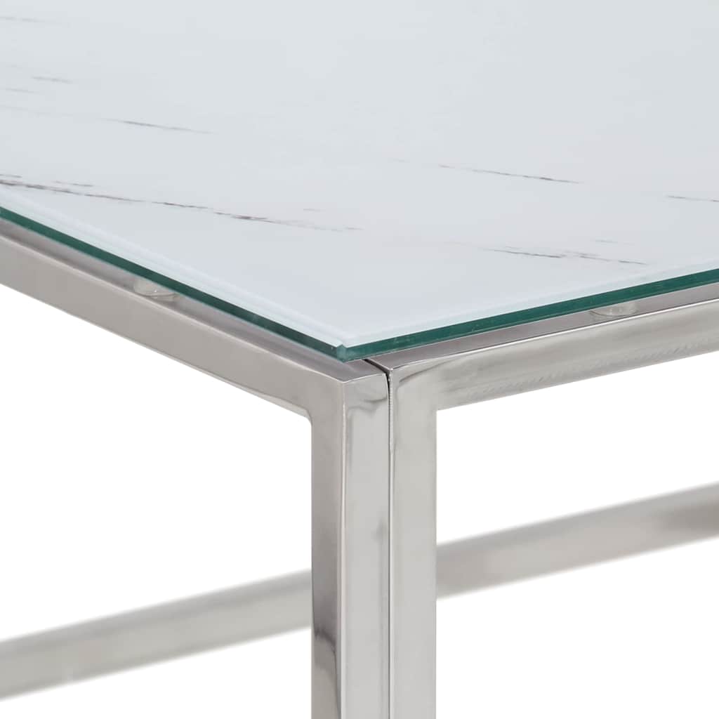 Coffee Table Silver Stainless Steel and Tempered Glass