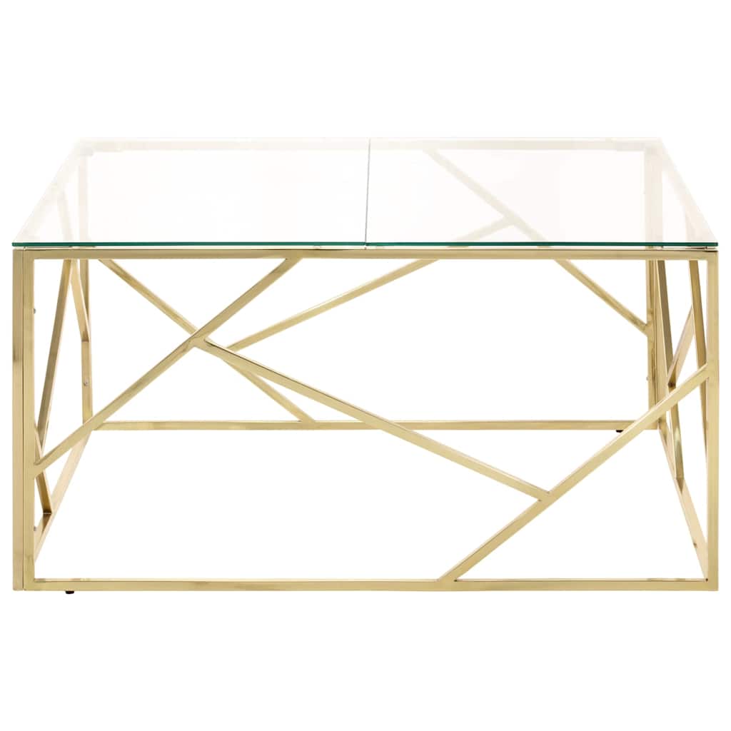 Coffee Table Gold Stainless Steel and Tempered Glass
