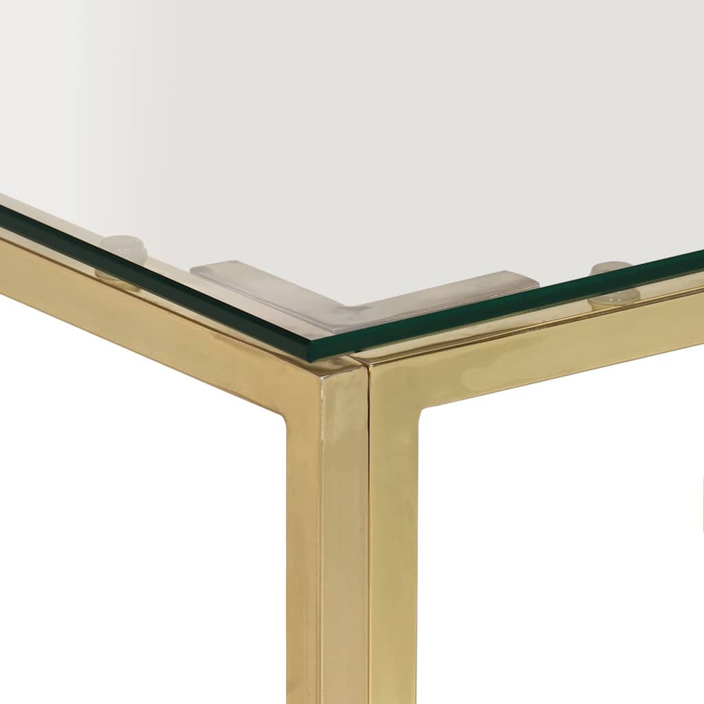 Coffee Table Gold Stainless Steel and Tempered Glass