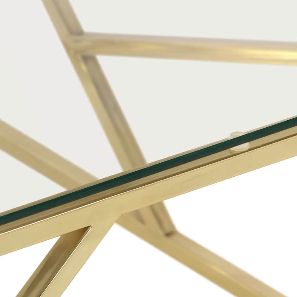 Coffee Table Gold Stainless Steel and Tempered Glass