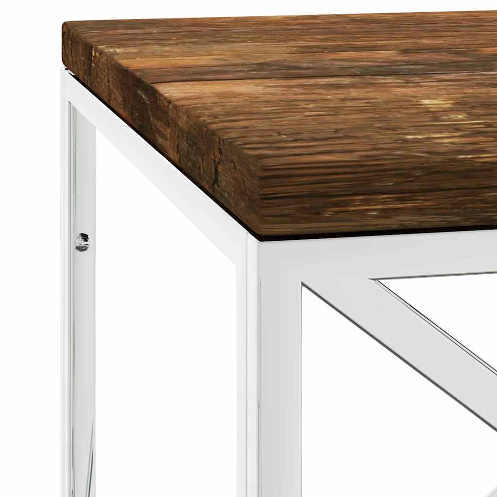 Coffee Table Stainless Steel and Solid Wood Reclaimed