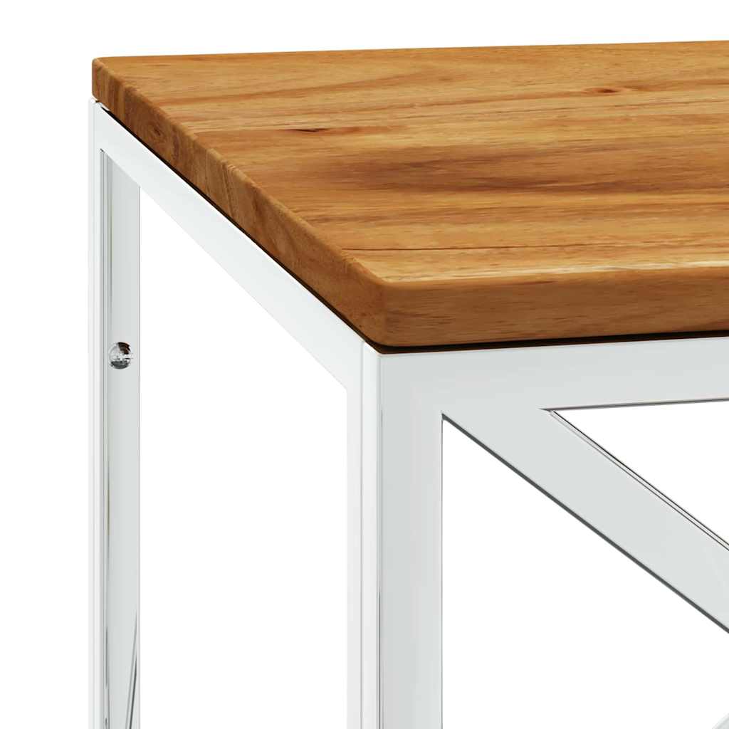 Coffee Table Stainless Steel and Solid Wood Acacia
