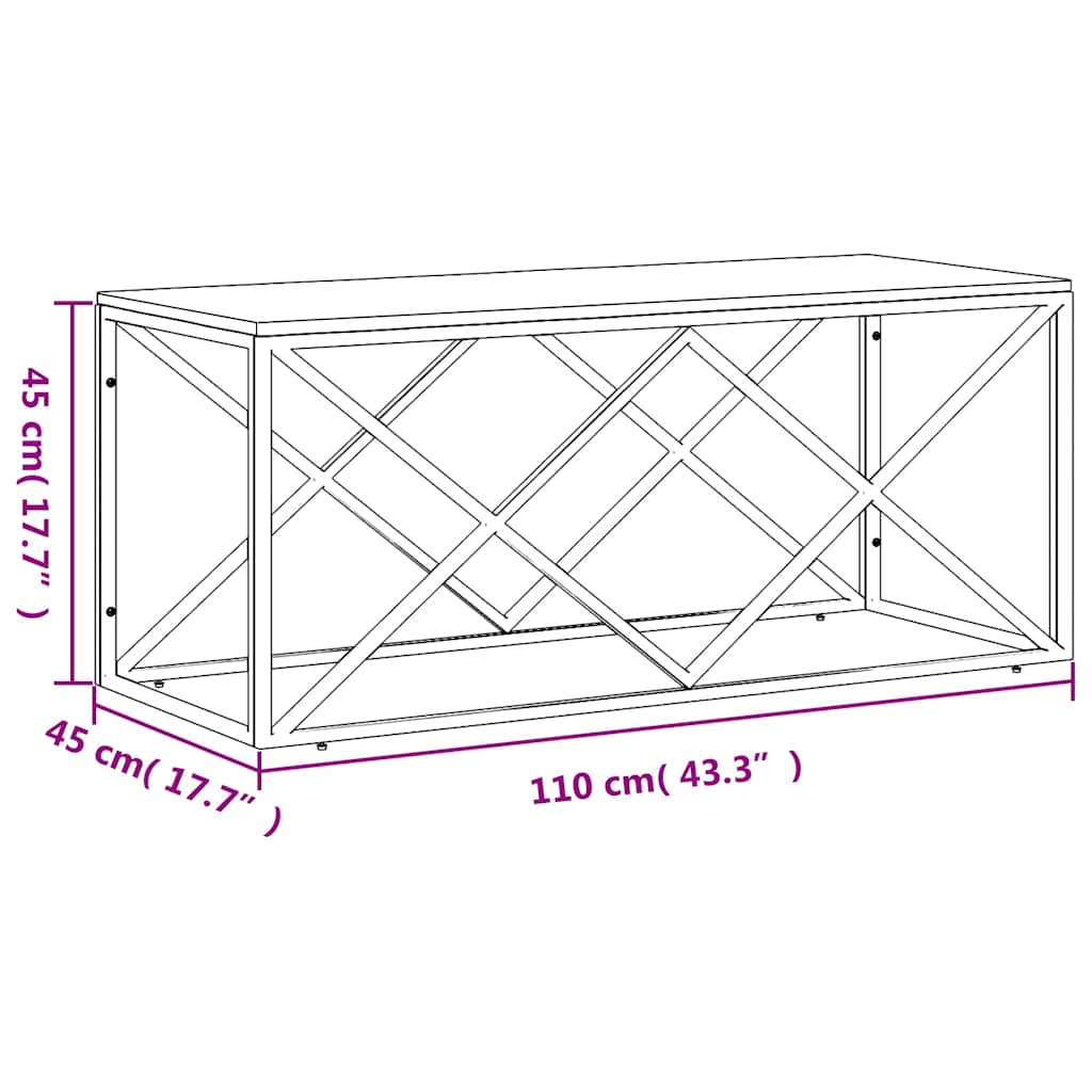 Coffee Table Stainless Steel and Solid Wood Acacia