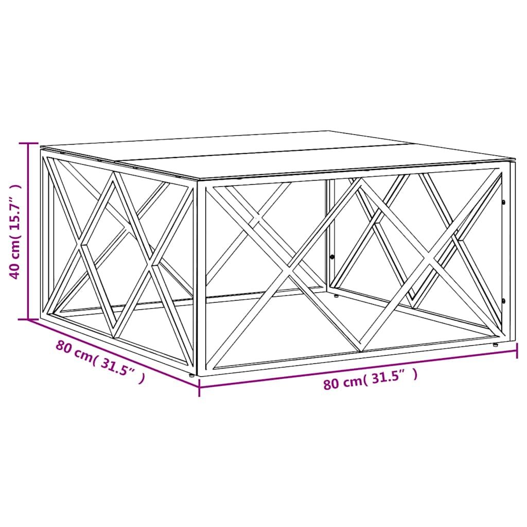 Coffee Table 80x80x40 cm Stainless Steel and Glass