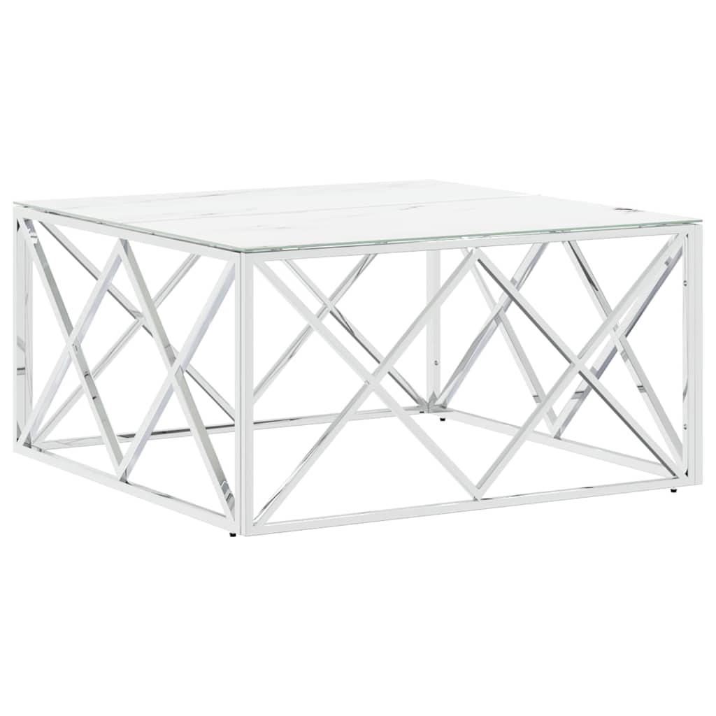Coffee Table Silver 80x80x40 cm Stainless Steel and Glass
