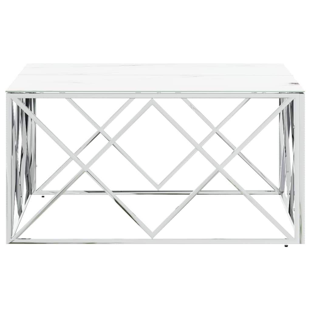 Coffee Table Silver 80x80x40 cm Stainless Steel and Glass