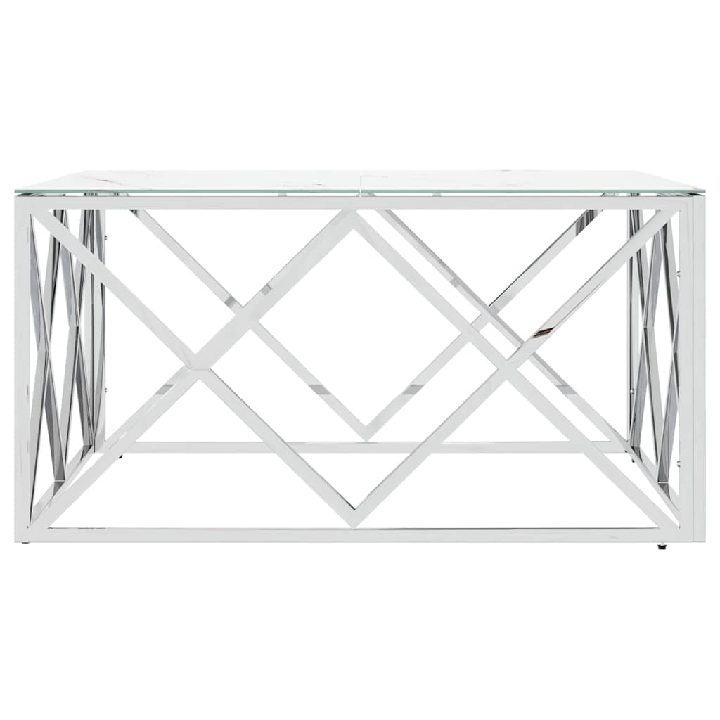 Coffee Table Silver 80x80x40 cm Stainless Steel and Glass