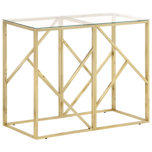 vidaXL Console Table Gold Stainless Steel and Tempered Glass