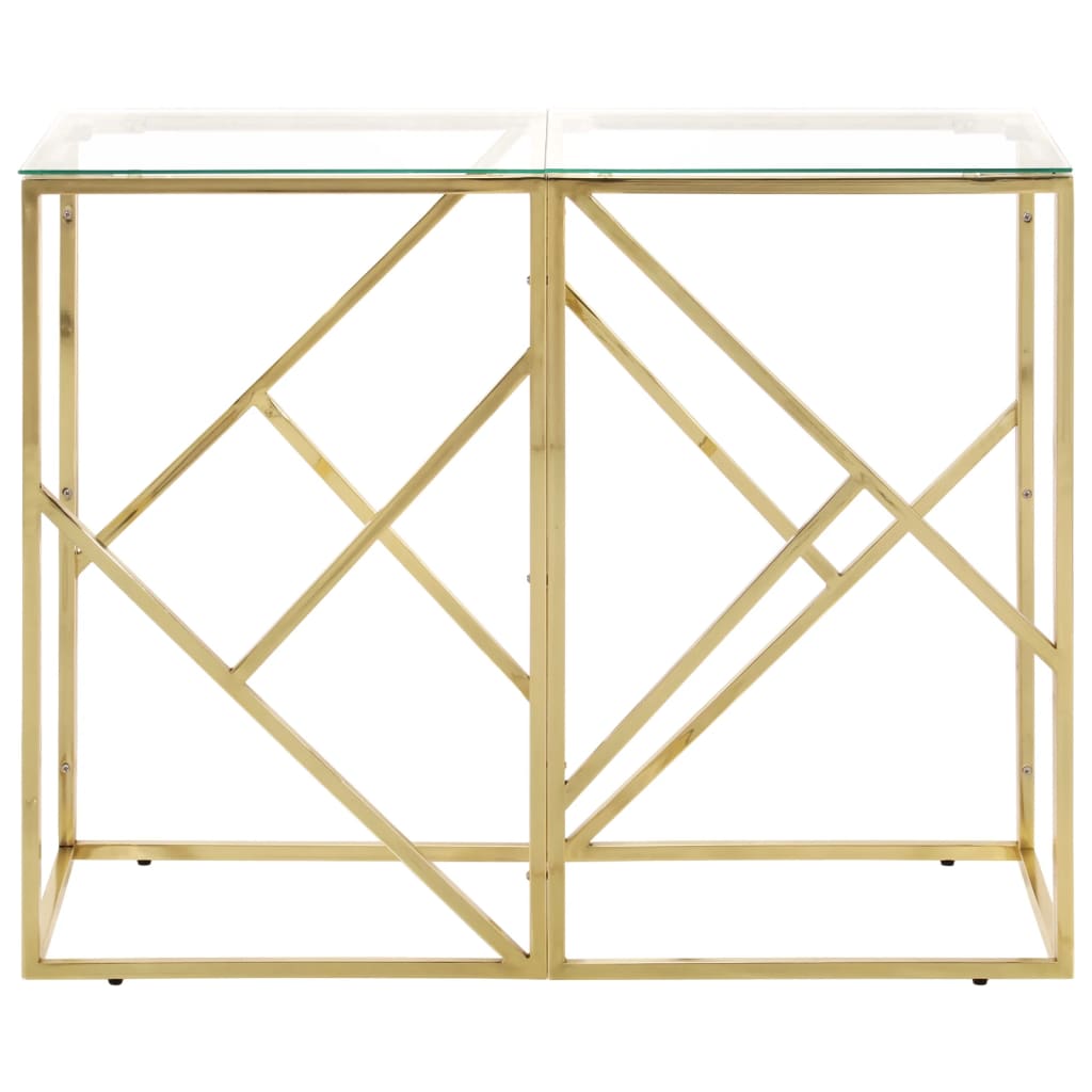 vidaXL Console Table Gold Stainless Steel and Tempered Glass