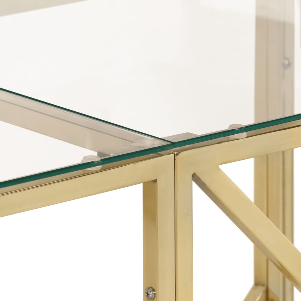 vidaXL Console Table Gold Stainless Steel and Tempered Glass