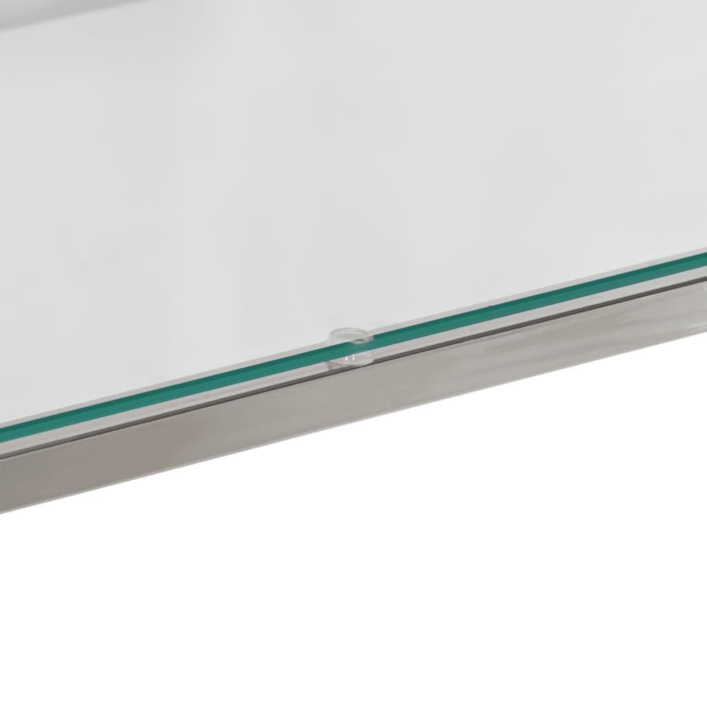 Console Table Silver Stainless Steel and Tempered Glass